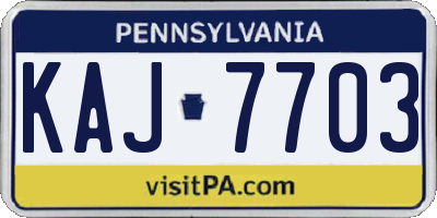 PA license plate KAJ7703