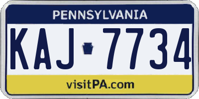 PA license plate KAJ7734