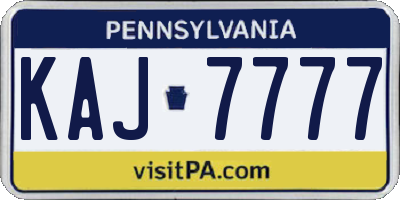 PA license plate KAJ7777