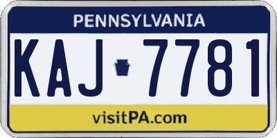 PA license plate KAJ7781