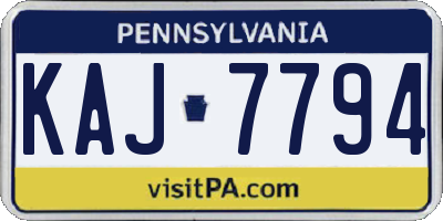 PA license plate KAJ7794