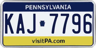 PA license plate KAJ7796