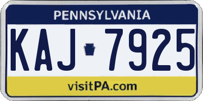 PA license plate KAJ7925