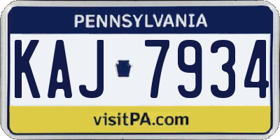 PA license plate KAJ7934