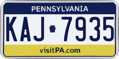 PA license plate KAJ7935