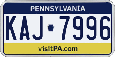 PA license plate KAJ7996