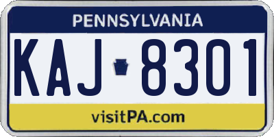 PA license plate KAJ8301