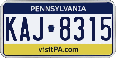 PA license plate KAJ8315