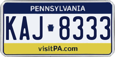 PA license plate KAJ8333