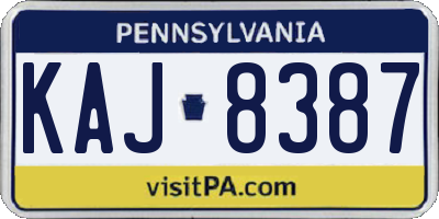 PA license plate KAJ8387