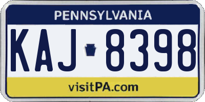 PA license plate KAJ8398
