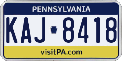 PA license plate KAJ8418