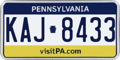 PA license plate KAJ8433