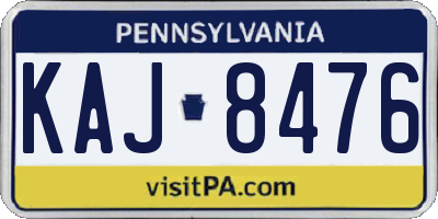 PA license plate KAJ8476