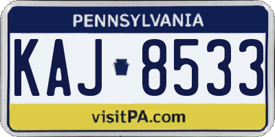 PA license plate KAJ8533