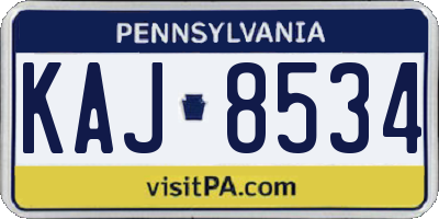 PA license plate KAJ8534