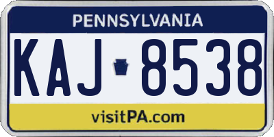 PA license plate KAJ8538