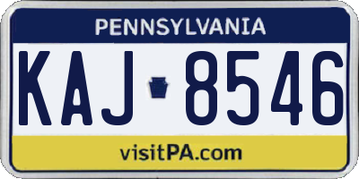 PA license plate KAJ8546