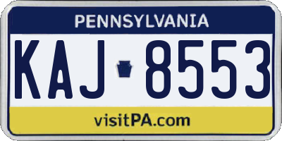 PA license plate KAJ8553