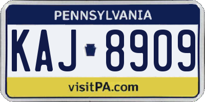 PA license plate KAJ8909