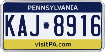 PA license plate KAJ8916