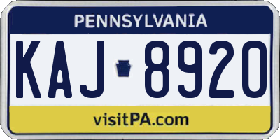 PA license plate KAJ8920