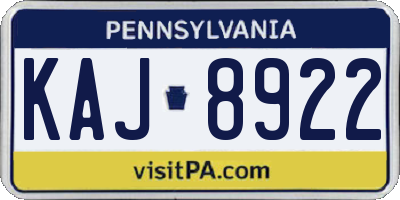 PA license plate KAJ8922