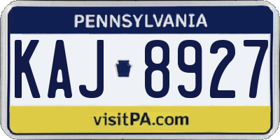 PA license plate KAJ8927