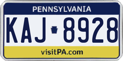 PA license plate KAJ8928