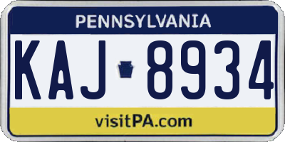 PA license plate KAJ8934