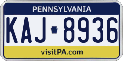 PA license plate KAJ8936
