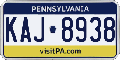 PA license plate KAJ8938