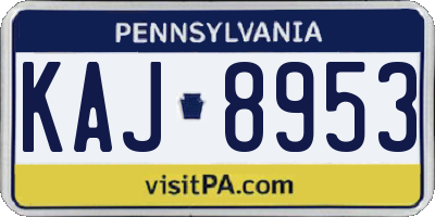 PA license plate KAJ8953