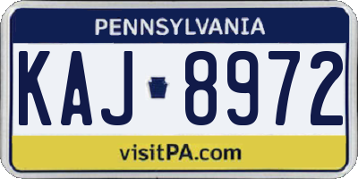 PA license plate KAJ8972