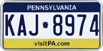 PA license plate KAJ8974
