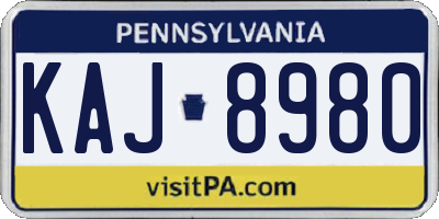 PA license plate KAJ8980