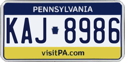 PA license plate KAJ8986