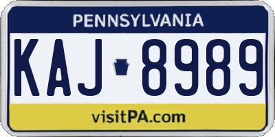 PA license plate KAJ8989