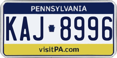 PA license plate KAJ8996