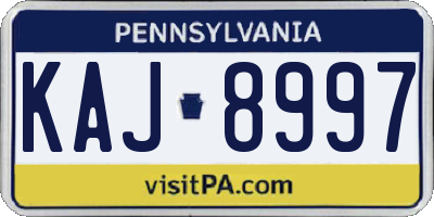 PA license plate KAJ8997