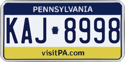PA license plate KAJ8998