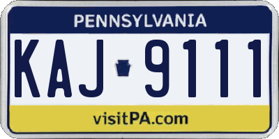 PA license plate KAJ9111