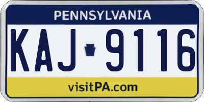 PA license plate KAJ9116