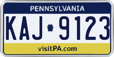 PA license plate KAJ9123
