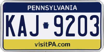 PA license plate KAJ9203