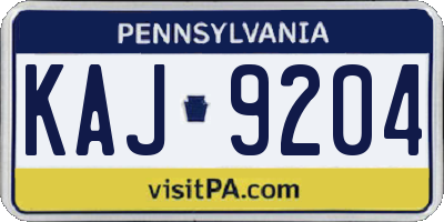 PA license plate KAJ9204