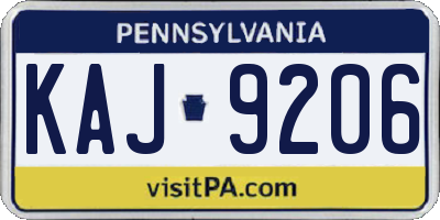 PA license plate KAJ9206