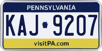 PA license plate KAJ9207