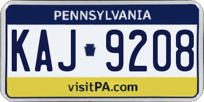 PA license plate KAJ9208
