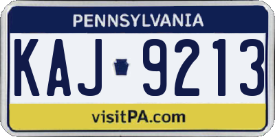 PA license plate KAJ9213
